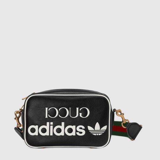adidas x Gucci small shoulder bag in black leather by GUCCI
