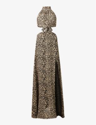 Leopard-print cut-out silk maxi dress by HARMUR