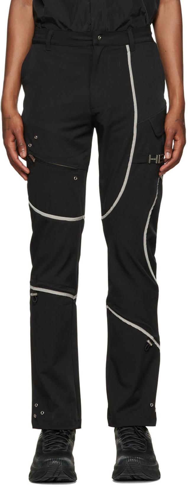 Black Layered Cargo Pants by HELIOT EMIL