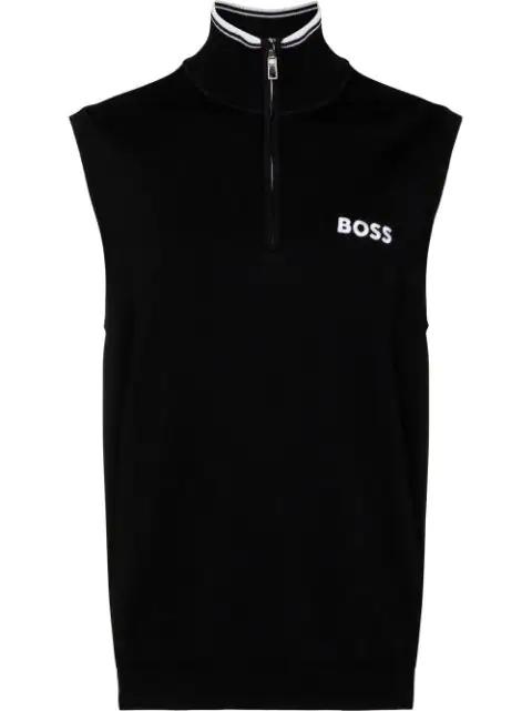 logo-embroidered sleeveless jumper by 