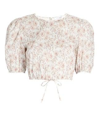 Poppy Puff Sleeve Floral Crop Top by INTERMIX
