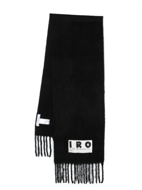 logo-patch fringed edge scarf by IRO