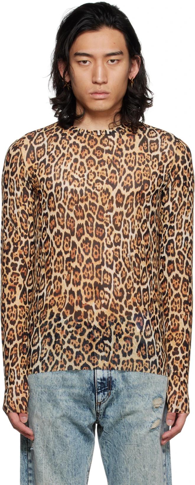 Brown Leopard Long Sleeve T-Shirt by JUST CAVALLI