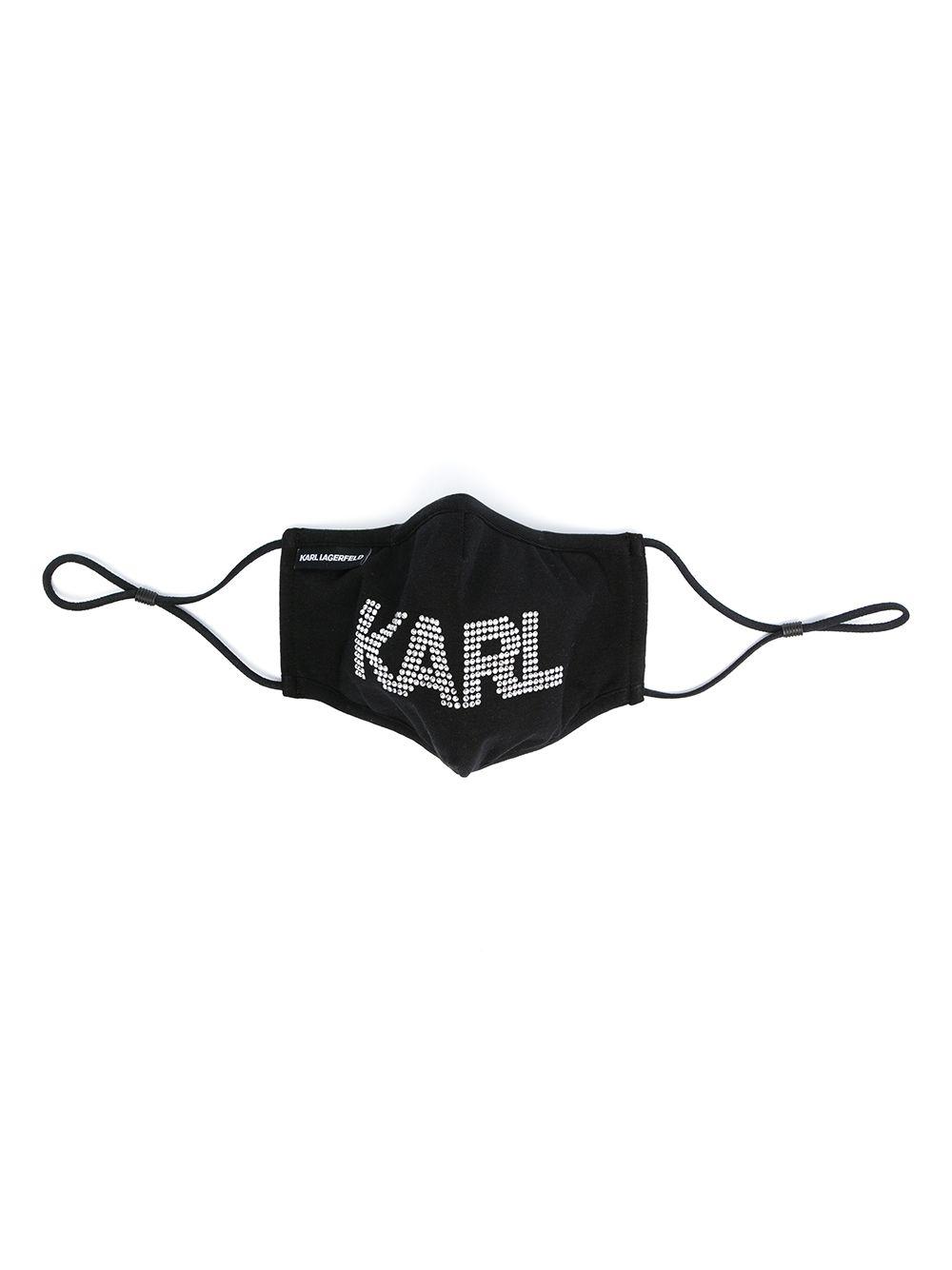 Womens Accessories Face masks Karl Lagerfeld Cotton Logo-embroidered Knitted Facemask in Black 