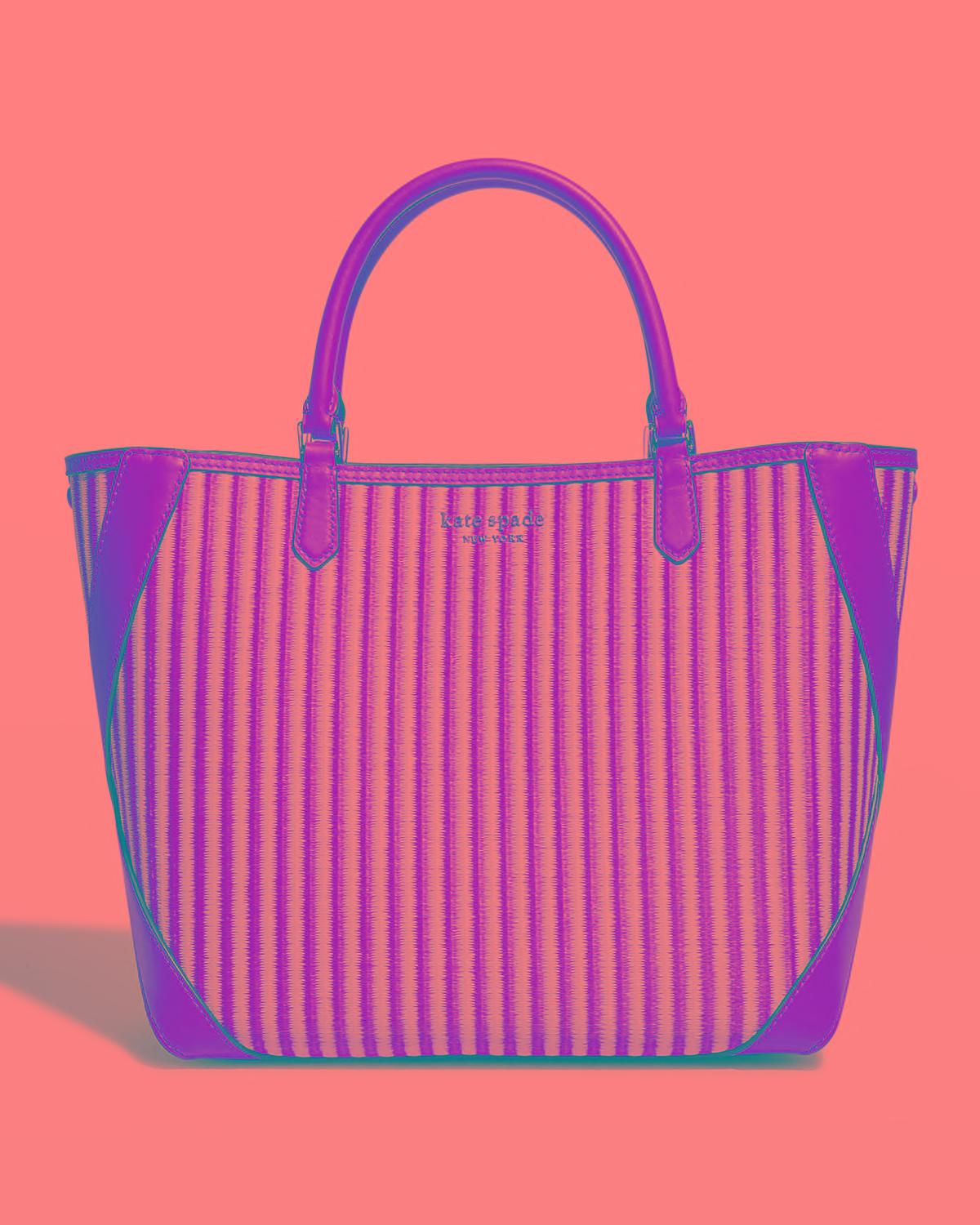 buddie small striped straw tote bag by KATE SPADE NEW YORK jellibeans