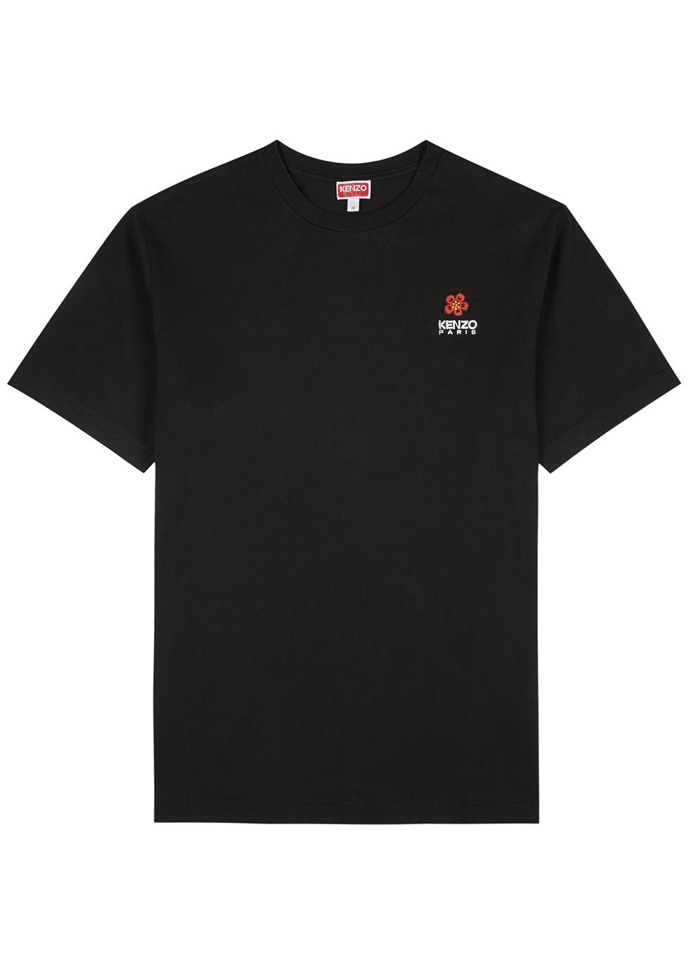 Black logo-embroidered cotton T-shirt by KENZO