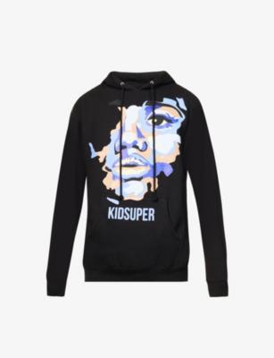 Face graphic-pattern cotton-blend hoody by KIDSUPER STUDIOS