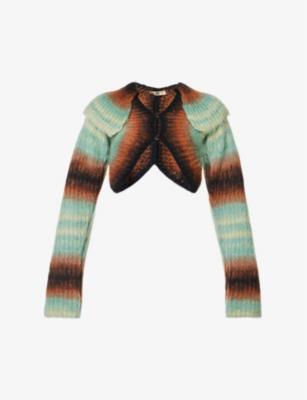 Precious cropped wool-blend knitted cardigan by KNWLS