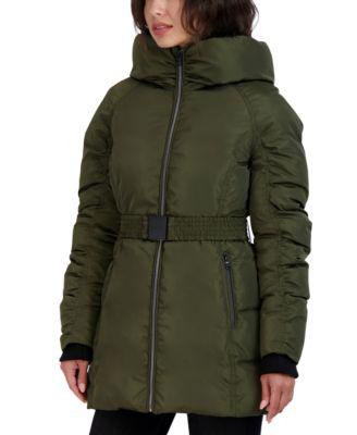 Faux-Fur-Trim Hooded Puffer Coat 