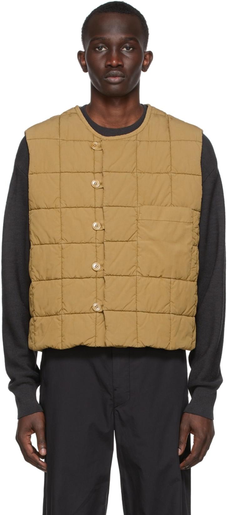 mens tan quilted vest