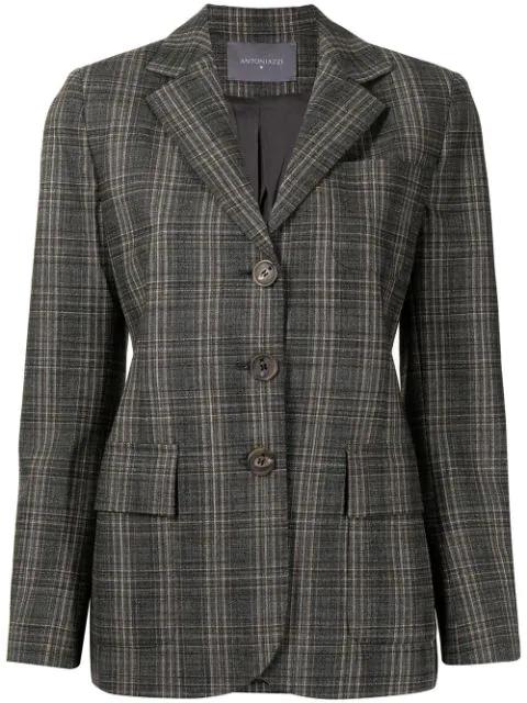 checked single-breasted blazer by LORENA ANTONIAZZI