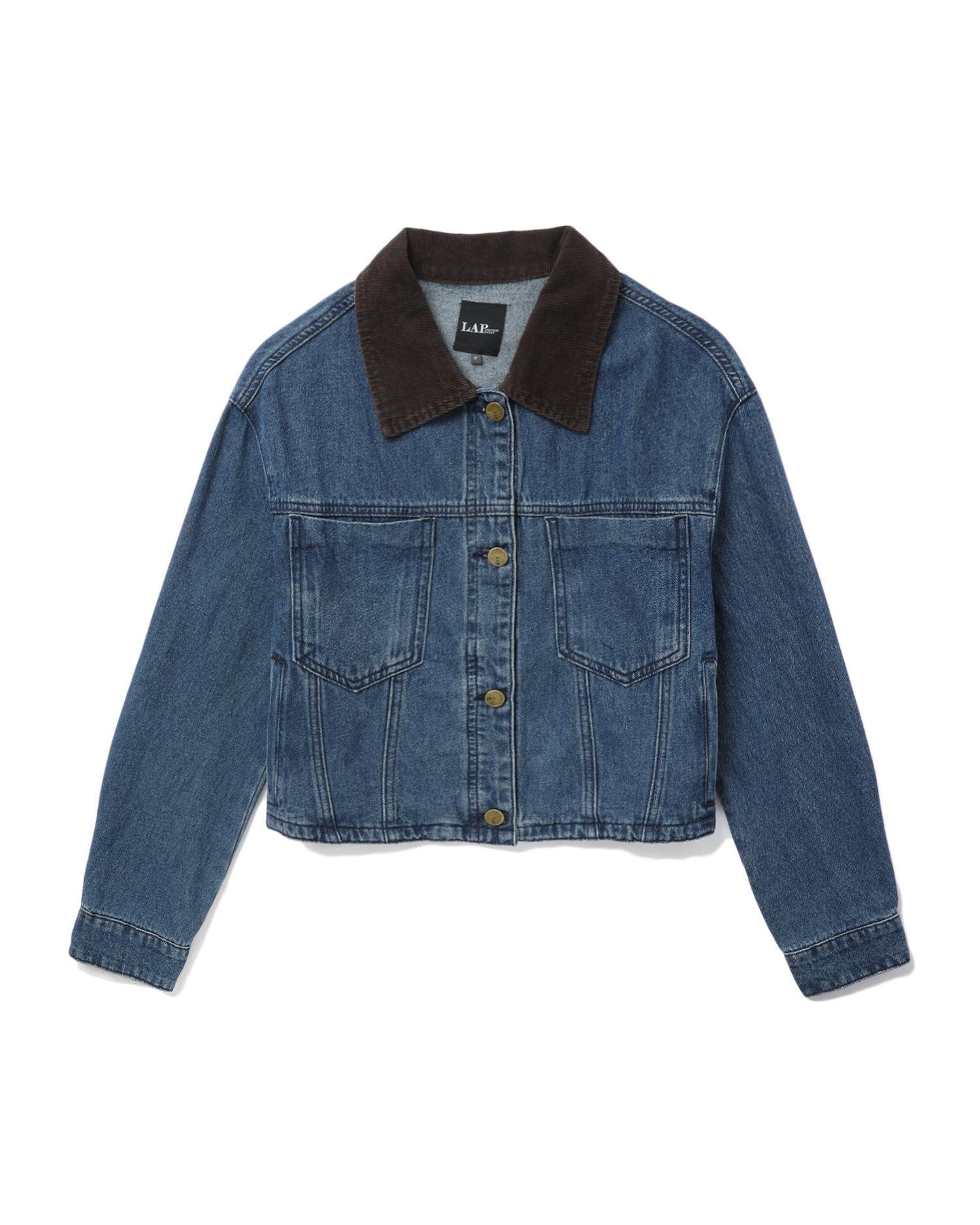 Panelled cropped denim jacket by LOS ANGELES PROJECT