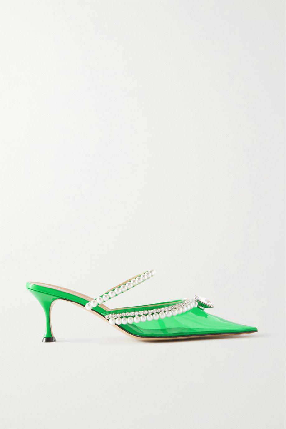 Diamond of Elizabeth 65 embellished neon PVC and patent-leather mules by MACH AND MACH