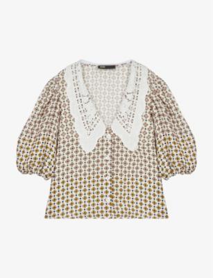 Cosange geometric-print linen blouse by MAJE