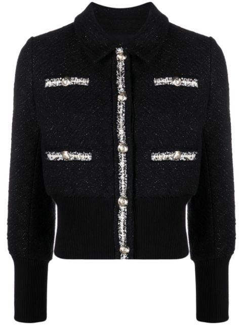 contrast-trimmed tweed jacket by MAJE 