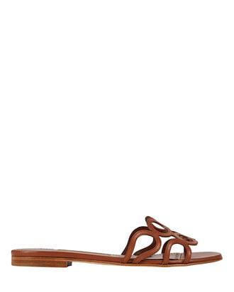 Barimu Cut-Out Leather Flat Sandals by MANOLO BLAHNIK