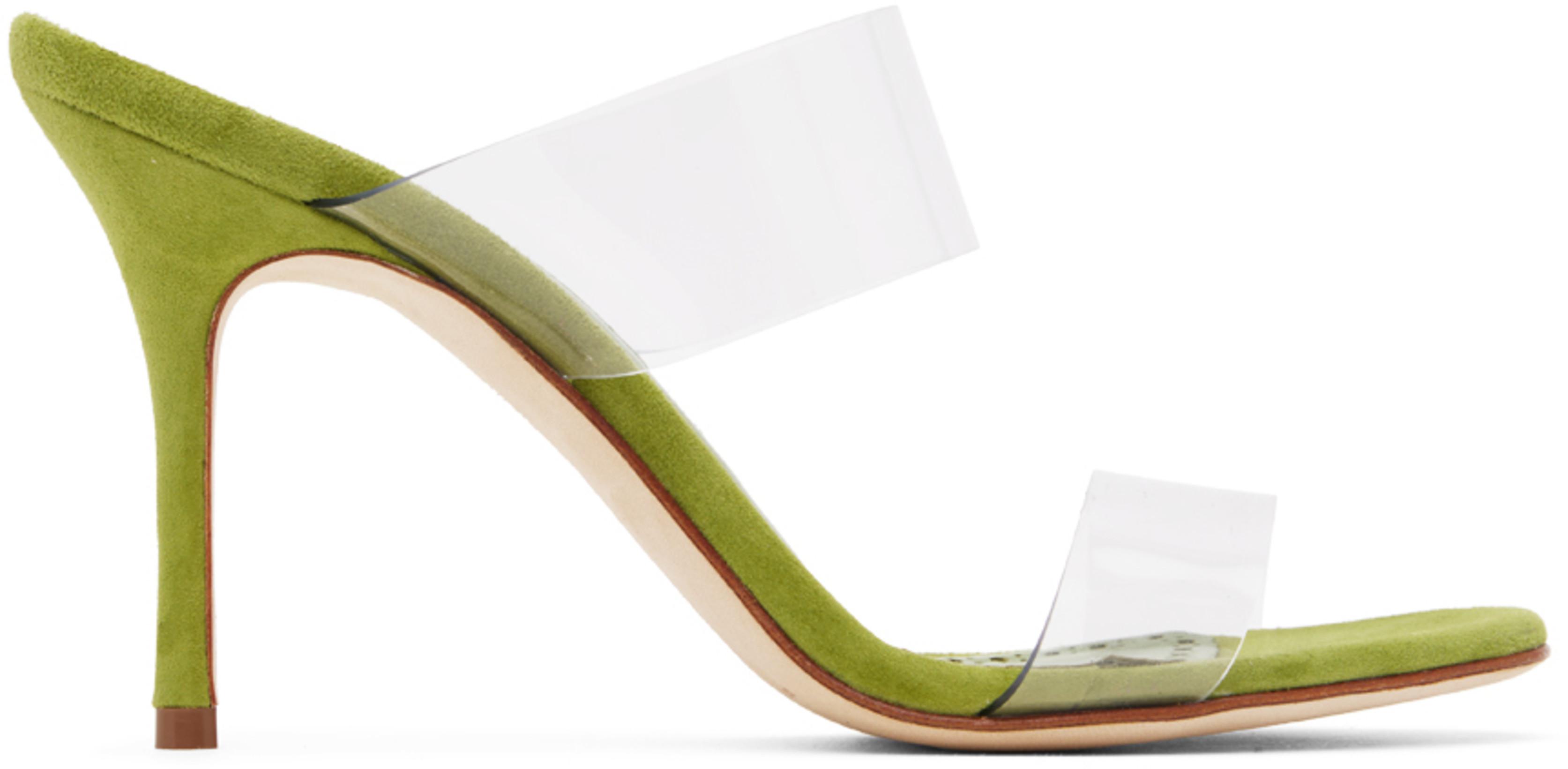 Green Scolto Heeled Sandals by MANOLO BLAHNIK