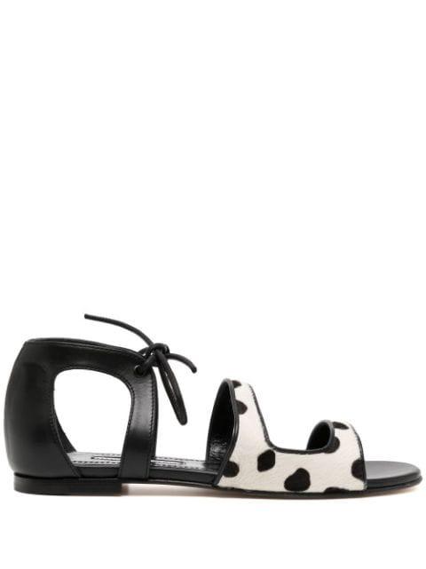 Wed spotted calf hair sandals by MANOLO BLAHNIK