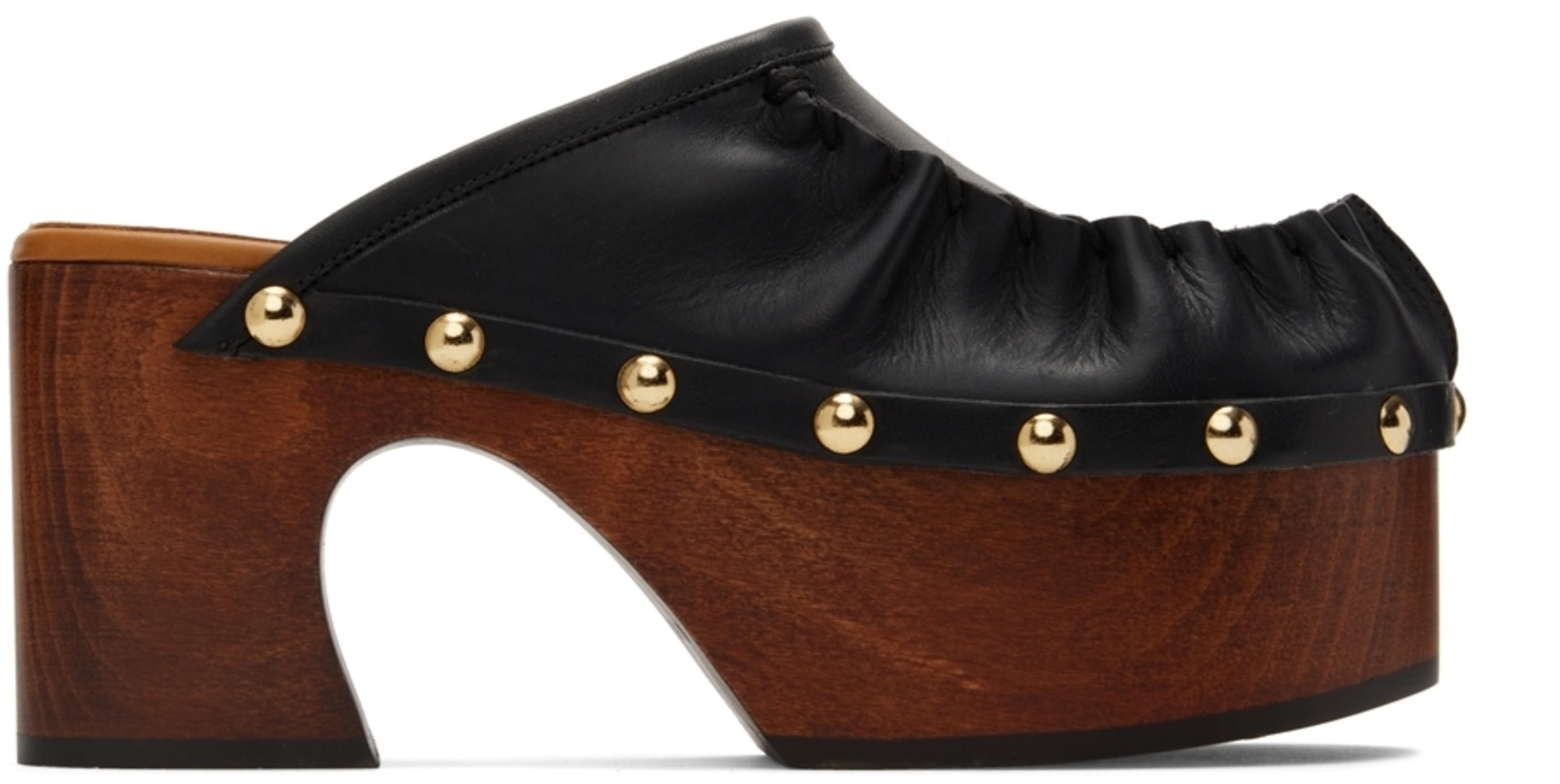 Black Leather Clogs by MARNI