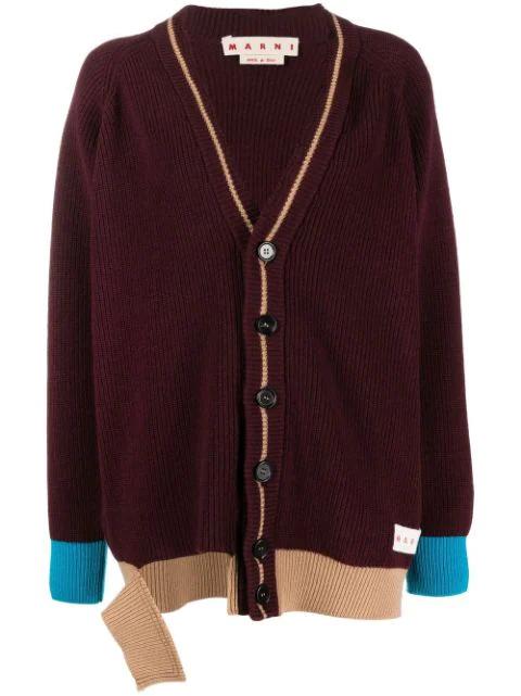 logo colour-block cardigan by MARNI 