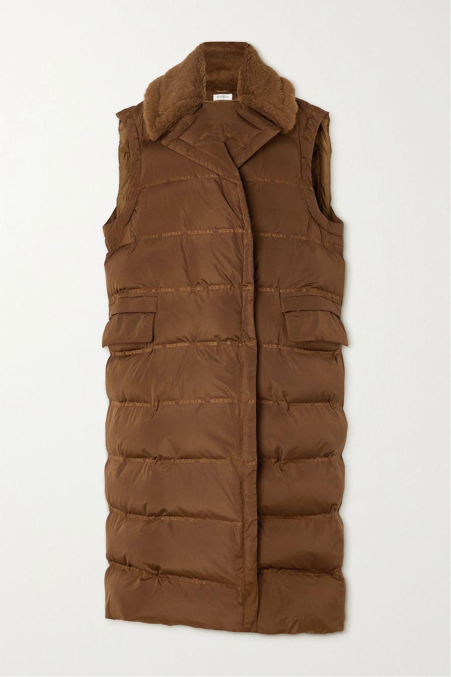 Coccole alpaca-blend trimmed padded quilted shell coat by MAX MARA