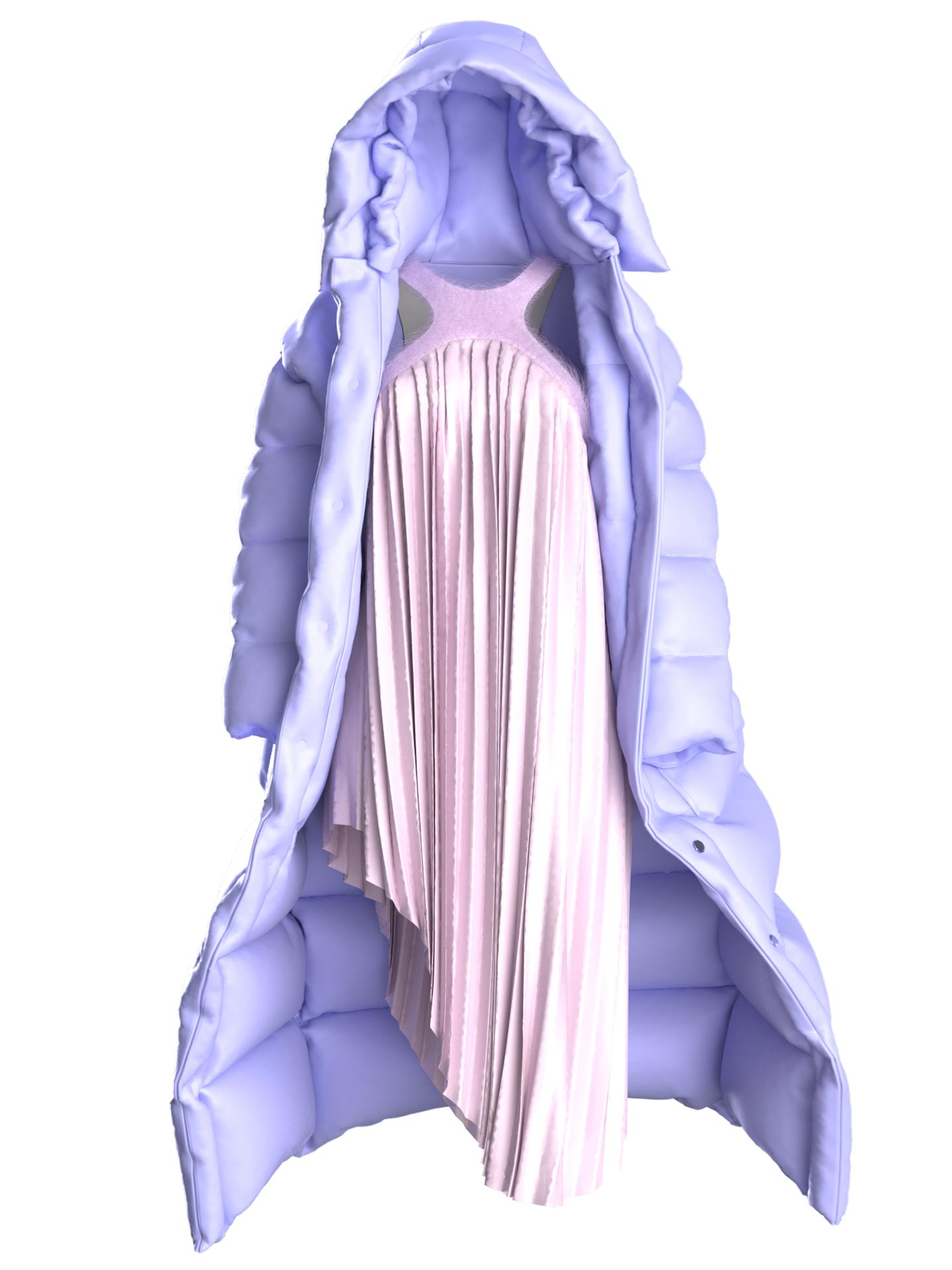 Fantasy Realm Dress + Puffer Coat Set by METANEON