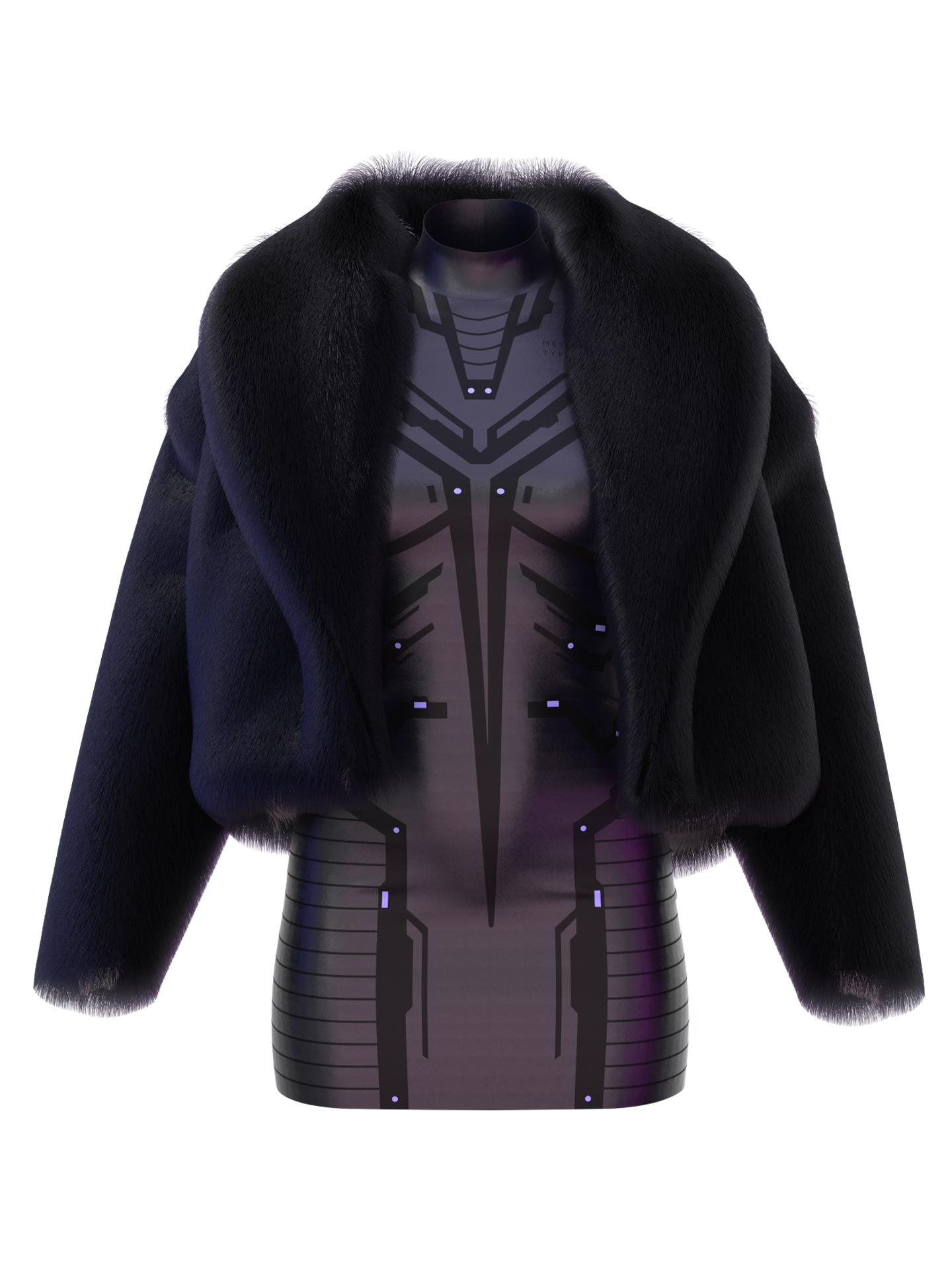 MECHA Fur Coat + Dress Black by METANEON
