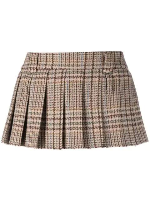 check-pattern pleated skirt by MIU MIU