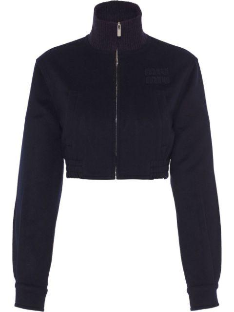 cropped zip-up velvet jacket by MIU MIU