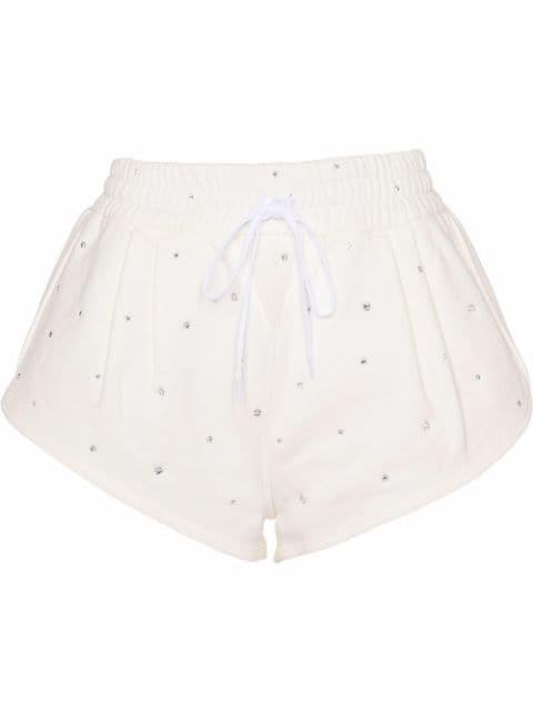 crystal-embellished cotton shorts by MIU MIU