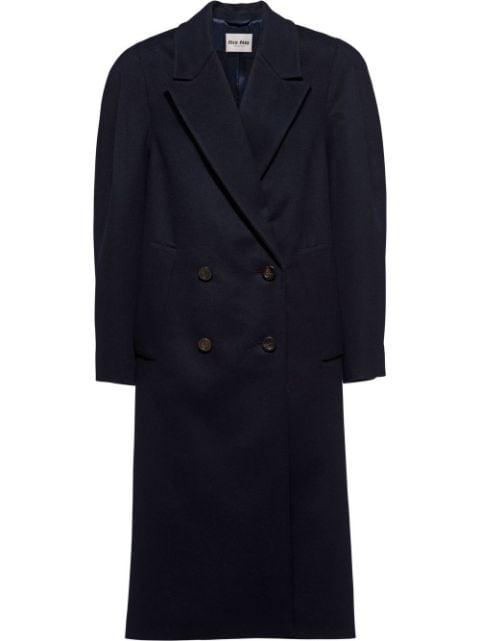 double-breasted fitted coat by MIU MIU