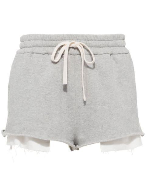 layered-detail cotton shorts by MIU MIU