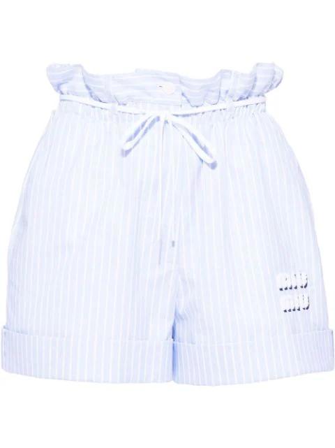 stripe-print cotton oxford shorts by MIU MIU