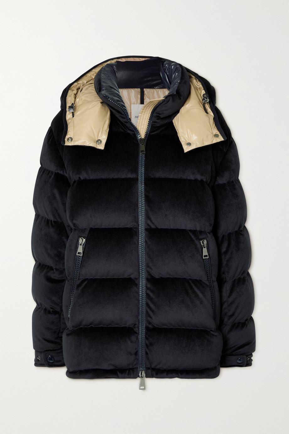 Holostee hoodied quilted velvet down jacket by MONCLER
