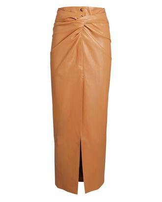 Leane Twisted Vegan Leather Midi Skirt by NANUSHKA
