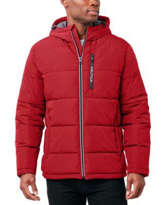 nautica men's hooded puffer jacket