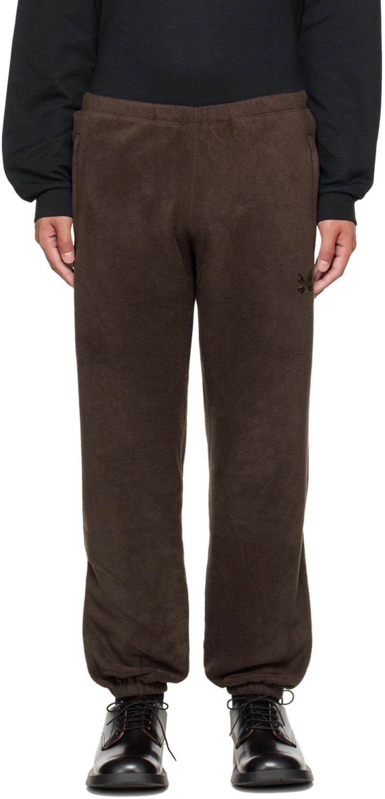 Brown Embroidered Lounge Pants by NEEDLES