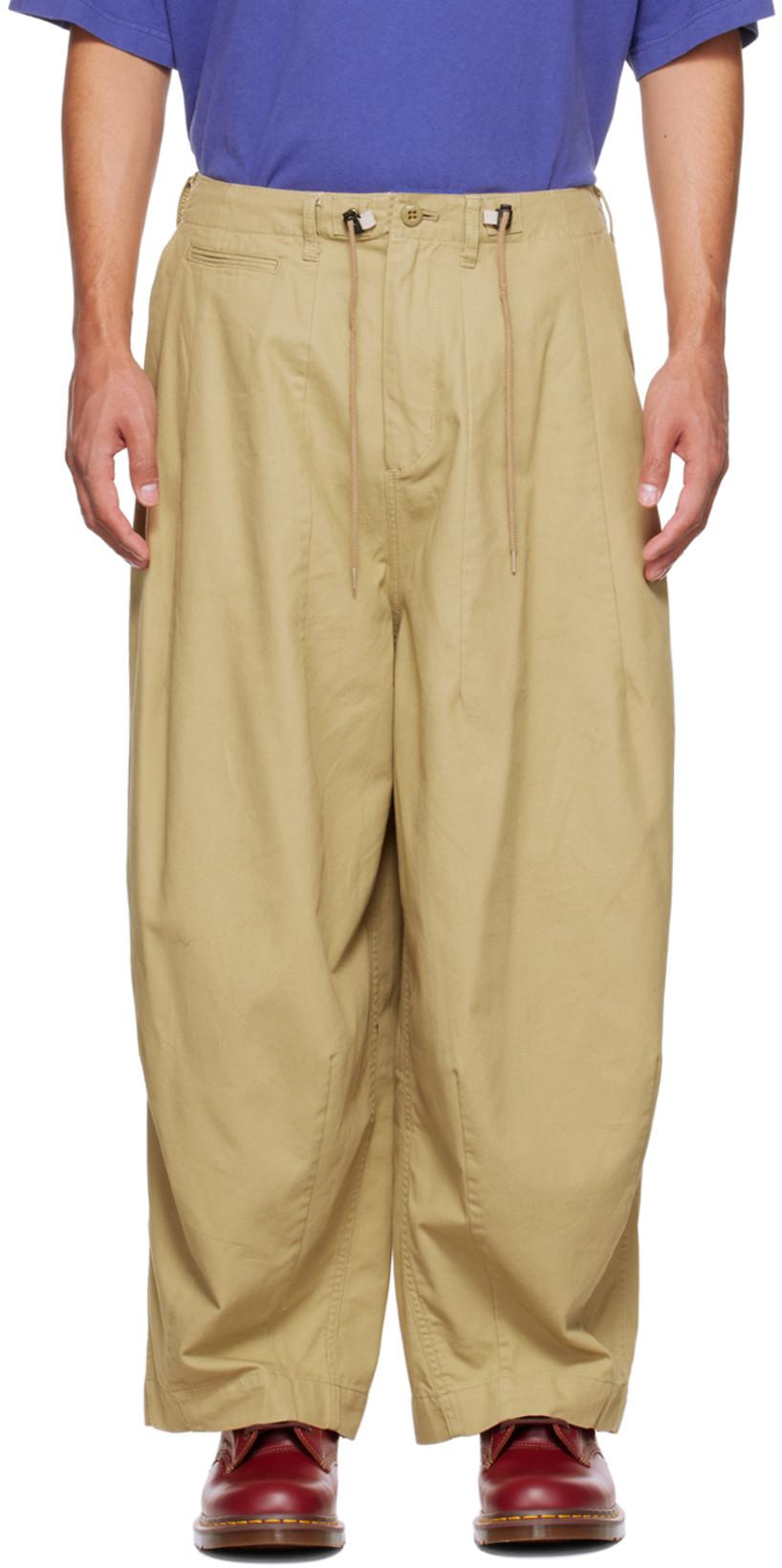 Khaki H.D. Trousers by NEEDLES