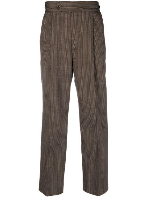 tweed striped pleat-detail trousers by NEEDLES