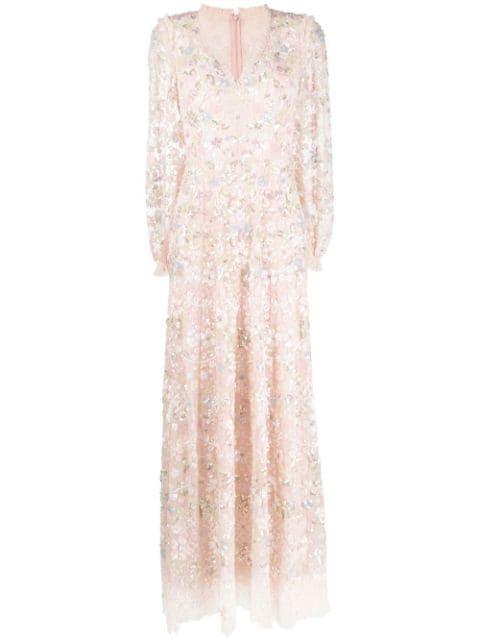 floral embroidered maxi dress by NEEDLE&THREAD