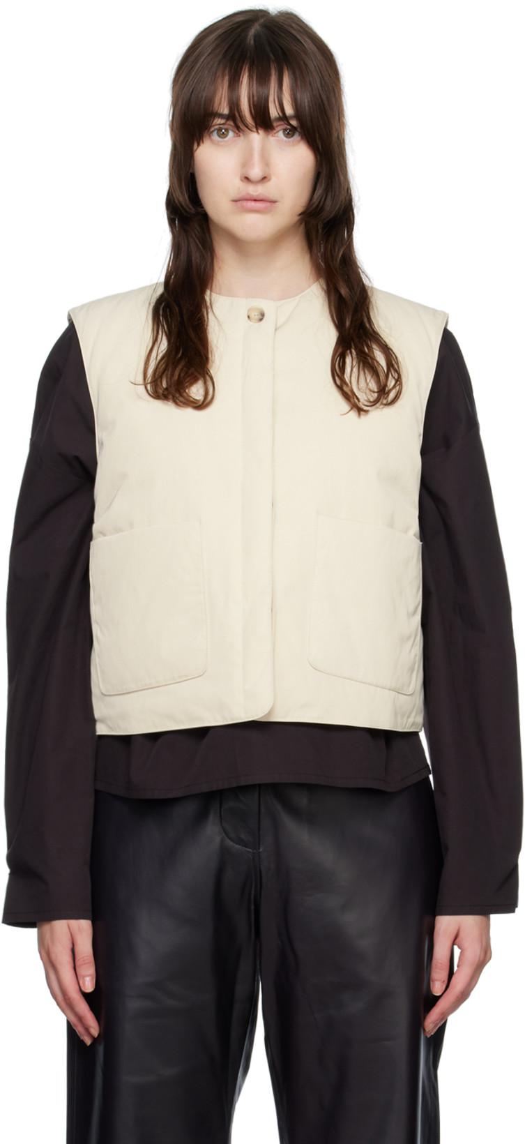Off-White Patch Pocket Down Vest by NOTHING WRITTEN