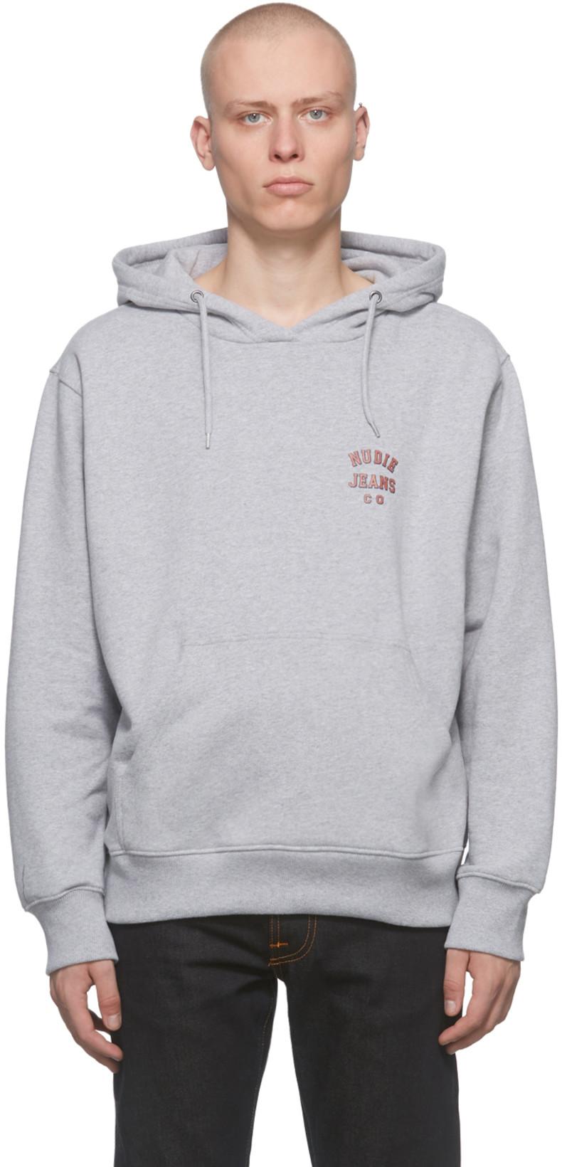 Grey Franke Logo Hoodie by NUDIE JEANS | jellibeans