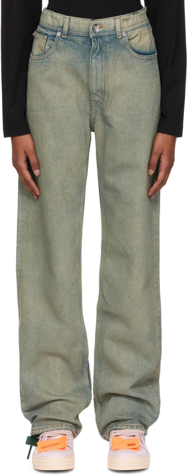 Jil Sander Denim Green Raw-cuff Jeans Womens Clothing Jeans Straight-leg jeans 