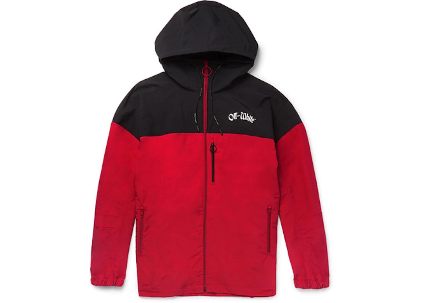 OFF-WHITE Oversized Two-Tone Shell Hooded Jacket Red/Black/White by OFF-WHITE