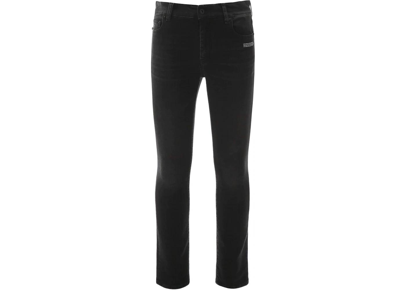 OFF-WHITE Skinny Fit Denim Jeans Black/White by OFF-WHITE