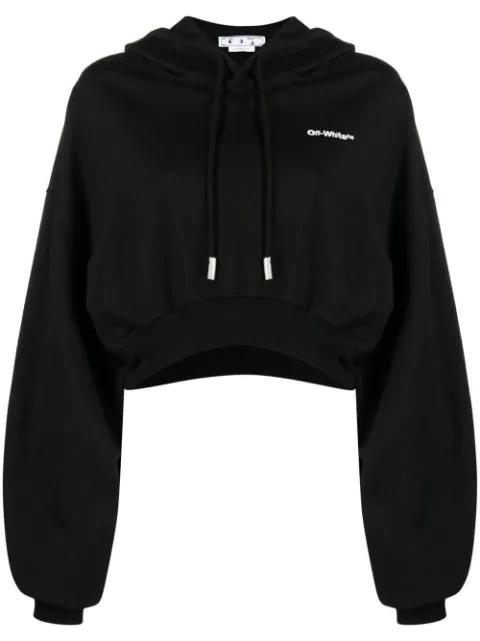 embroidered-logo cropped hoodie by OFF 