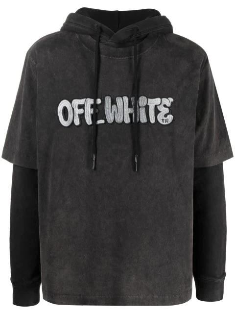 graffiti-logo layered hoodie by OFF 