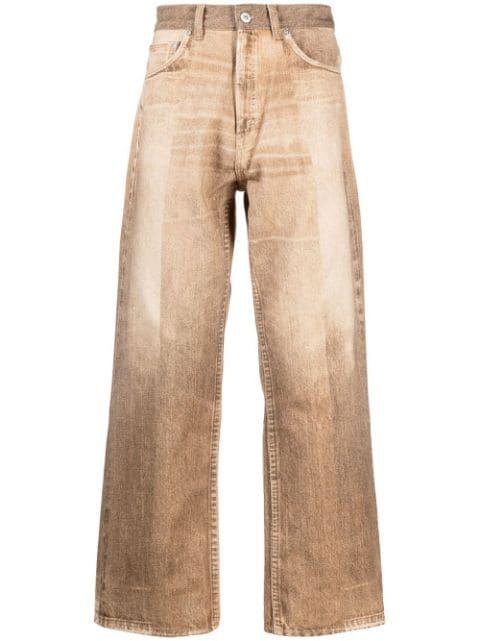 Brown Hard Twist Faded Jeans by AURALEE | jellibeans