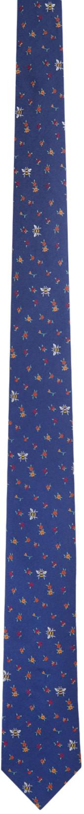 Blue Silk Floral Tie by PAUL SMITH