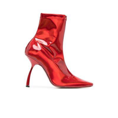 red Merlin 110 vegan leather ankle boots by PIFERI